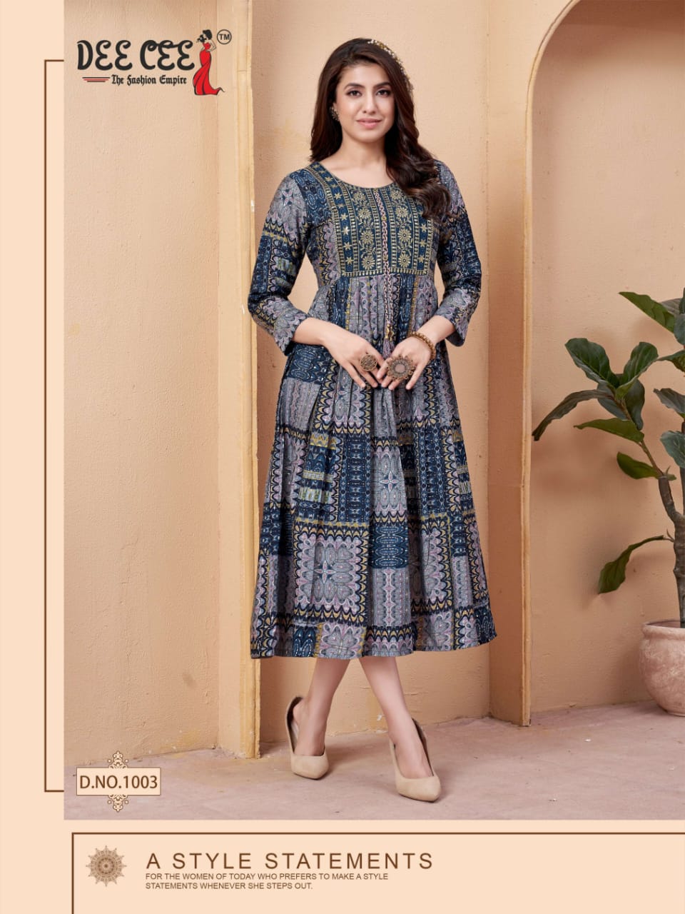 Marlena By Dee Cee Chanderi Printed Anarkali Kurtis Exporters in India